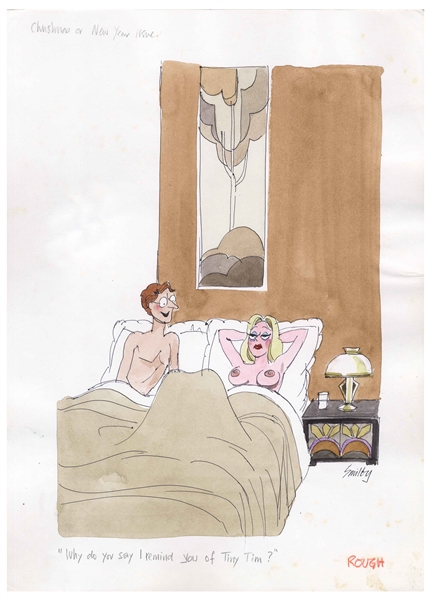 Francis ''Smilby'' Wilford-Smith Original Artwork Done for ''Playboy'' -- Pen & Watercolor Measures 11'' x 15''